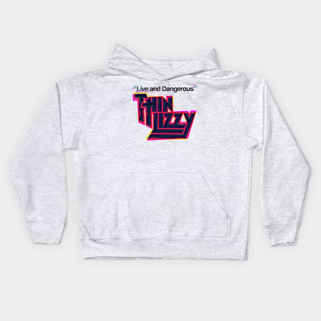 Thin Lizzy offset graphic Kids Hoodie by HAPPY TRIP PRESS